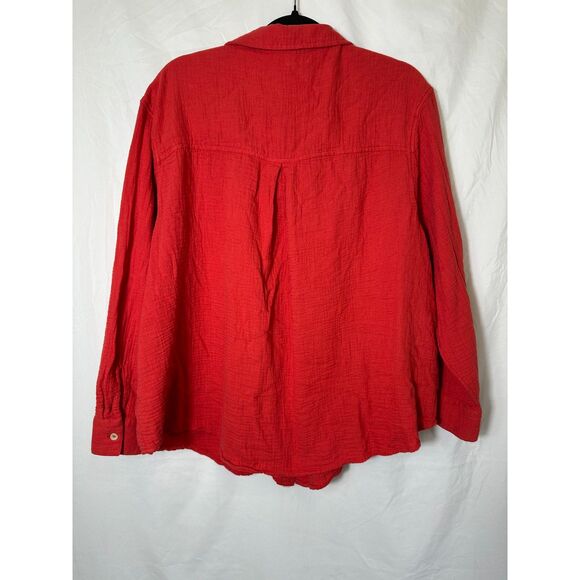 Maurices Women's Crepe Textured 100% Cotton Long Sleeve Button Down Top Size OX - Picture 3 of 4